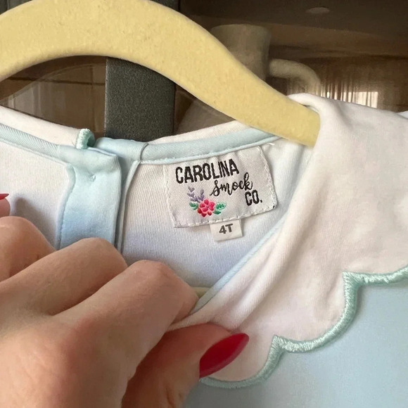 Church Smocked Embroidered dress top long sleeve Peter Pan collar toddler girl - Picture 5 of 6